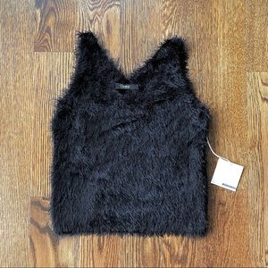 LUXE BLACK FUZZY TANK TOP